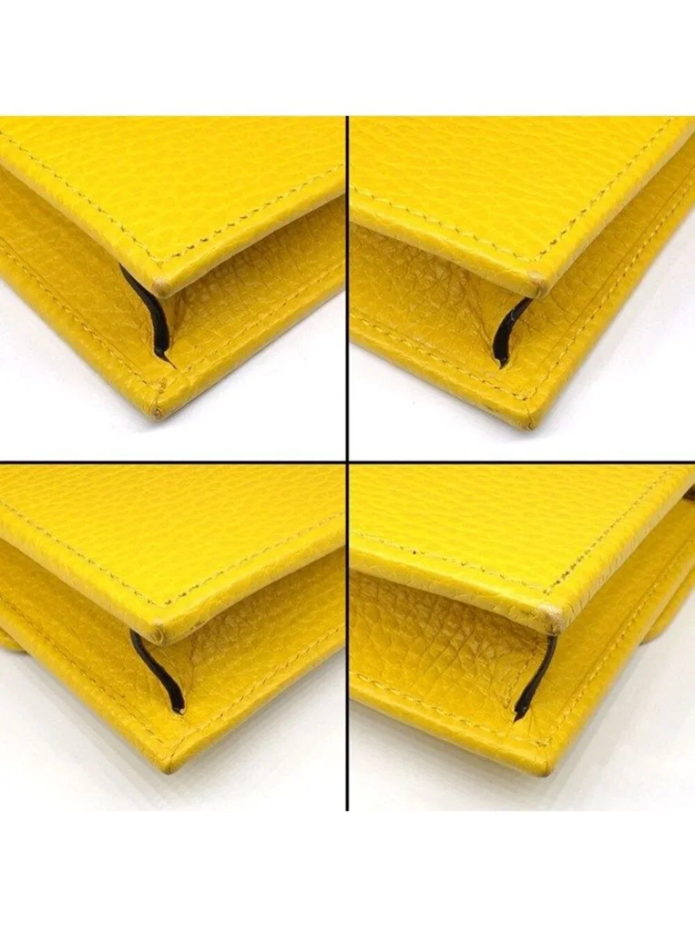 Gucci Shoulder Bag Clutch Interlocking G Chain Wallet Yellow Leather Gold